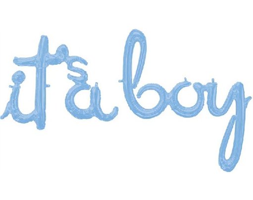 SCRIPT PHRASE ITS A BOY PASTEL BLUE FOIL