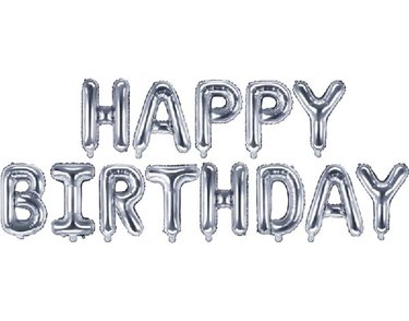 HAPPY BIRTHDAY SILVER AIR FILL FOIL BALLOON