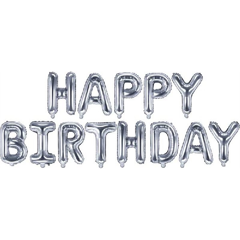 HAPPY BIRTHDAY SILVER AIR FILL FOIL BALLOON