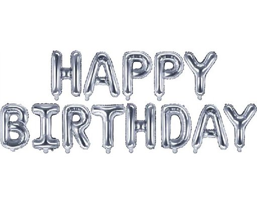 HAPPY BIRTHDAY SILVER AIR FILL FOIL BALLOON