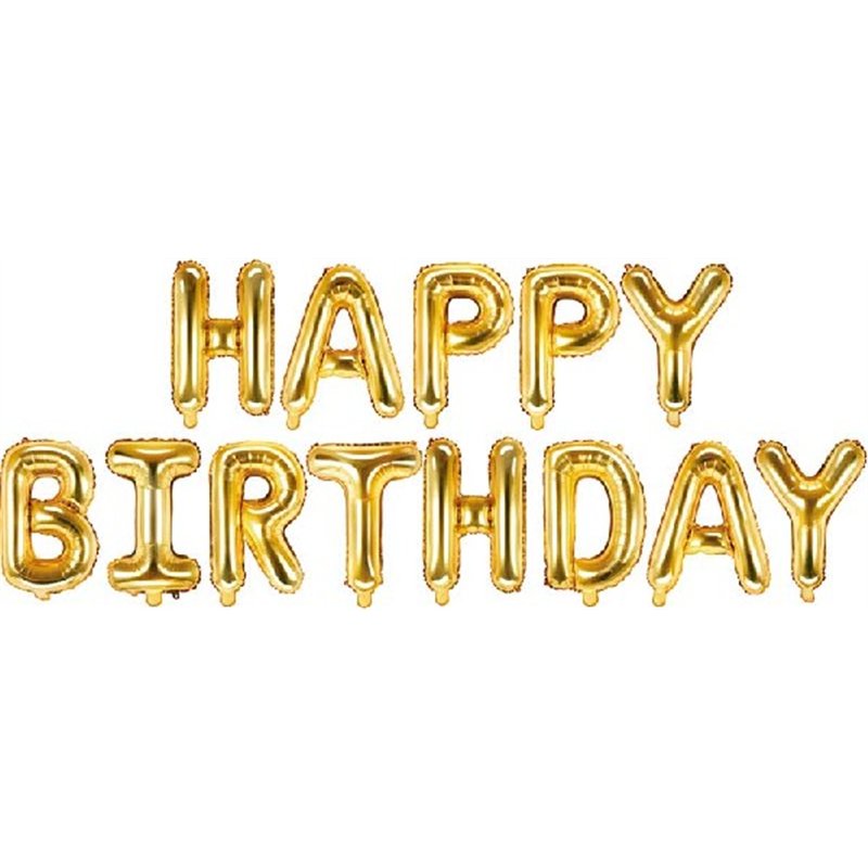 HAPPY BIRTHDAY GOLD AIR FILL FOIL BALLOON KIT