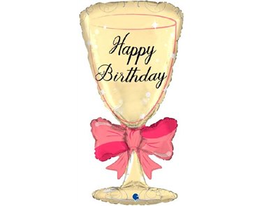 36in B/DAY GLASS WITH RIBBON FOIL