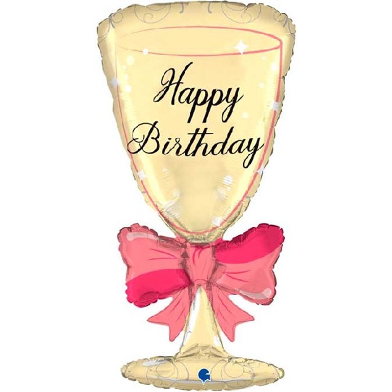 36in B/DAY GLASS WITH RIBBON FOIL