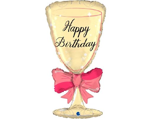 36in B/DAY GLASS WITH RIBBON FOIL