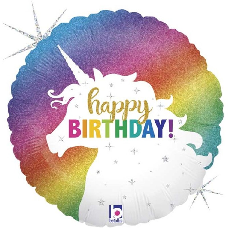 36in GLITTER UNICORN B/DAY FOIL BALLOON