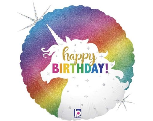 36in GLITTER UNICORN B/DAY FOIL BALLOON