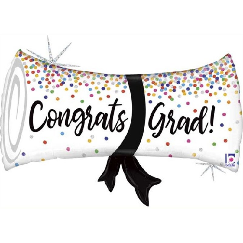 31in GRAD CONFETTI DIPLOMA FOIL BALLOON