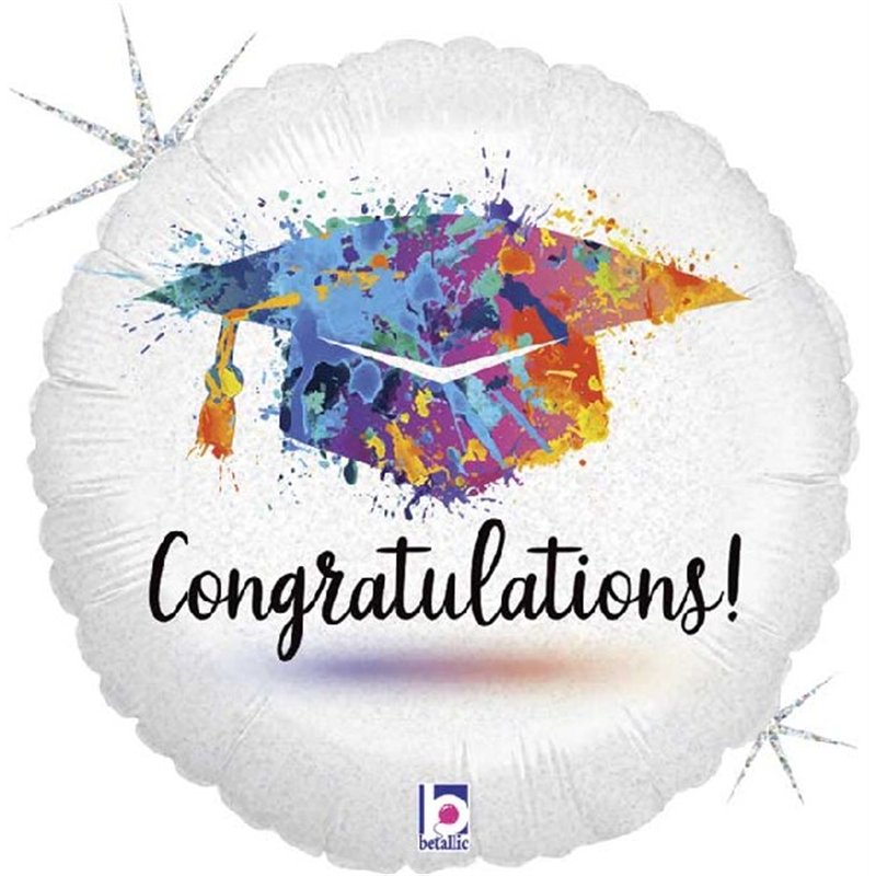 18in PAINTERLY GRAD CONGRATS FOIL BALLOON