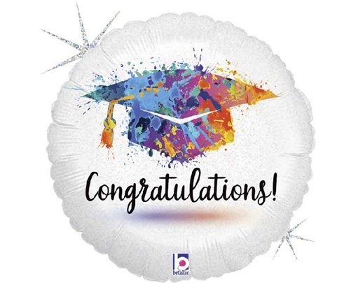 18in PAINTERLY GRAD CONGRATS FOIL BALLOON
