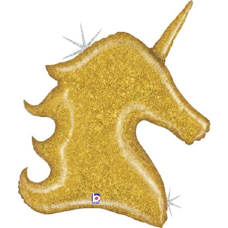 38in GOLD GLITTER UNICORN FOIL BALLOON