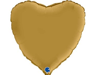 18in HEART SATIN GOLD FOIL BALLOON