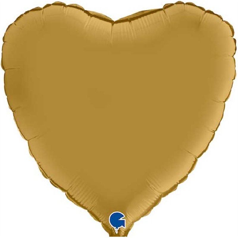 18in HEART SATIN GOLD FOIL BALLOON
