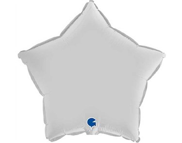 18in STAR SATIN WHITE FOIL BALLOON