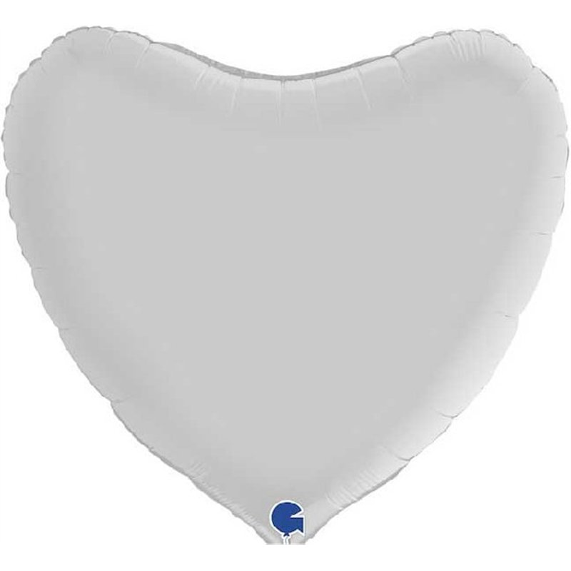 36in HEART SATIN WHITE FOIL BALLOON
