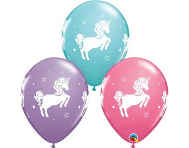 (25) 11in WHIMSICAL UNICORN QUALATEX