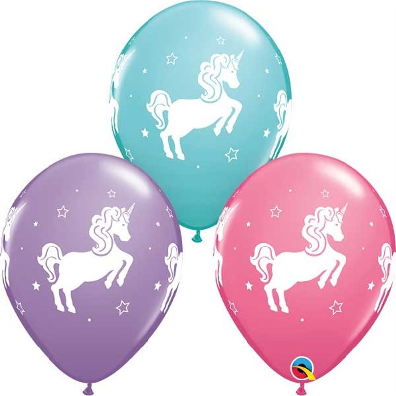 (25) 11in WHIMSICAL UNICORN QUALATEX
