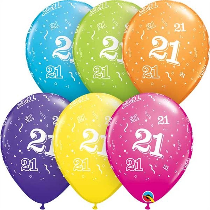 (25) 11IN ASST 21ST BIRTHDAY QUALATEX