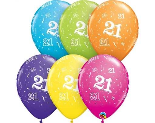 (25) 11IN ASST 21ST BIRTHDAY QUALATEX
