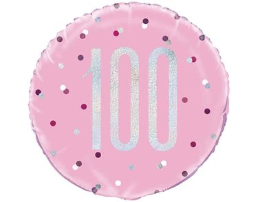18in GLITZ PINK 100 FOIL BALLOON