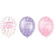6PK 12in GLITZ PINK HAPPY B/DAY BALLOONS