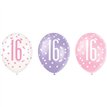6PK 12in GLITZ PINK 16 BALLOONS