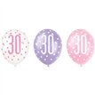 6PK 12in GLITZ PINK 30 BALLOONS