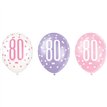 6PK 12in GLITZ PINK 80 BALLOONS