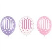 6PK 12in GLITZ PINK 100 BALLOONS