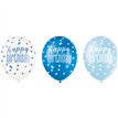 (6) 12in GLITZ BLUE HAPPY B/DAY BALLOONS