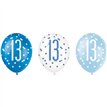 (6) 12in GLITZ BLUE 13 BALLOONS