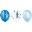 (6) 12in GLITZ BLUE 18 BALLOONS
