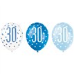 (6) 12in GLITZ BLUE 30 BALLOONS