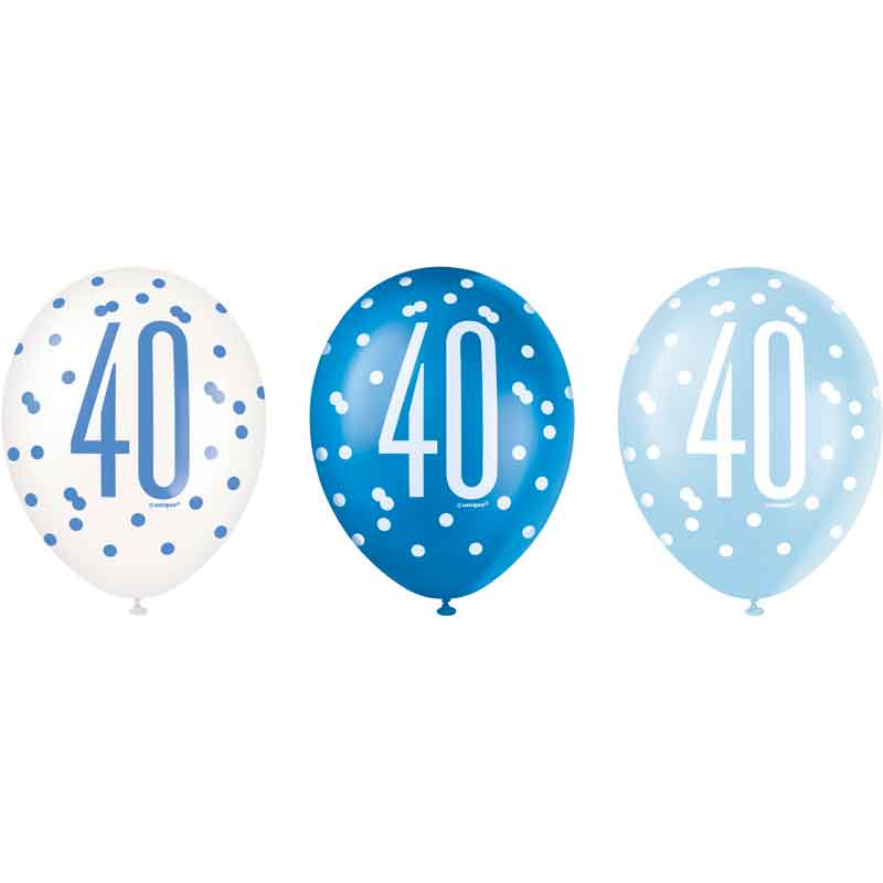 (6) 12in GLITZ BLUE 40 BALLOONS