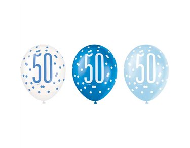 (6) 12in GLITZ BLUE 50 BALLOONS