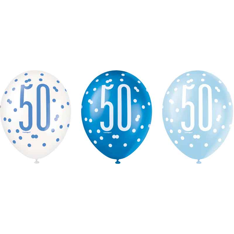 (6) 12in GLITZ BLUE 50 BALLOONS