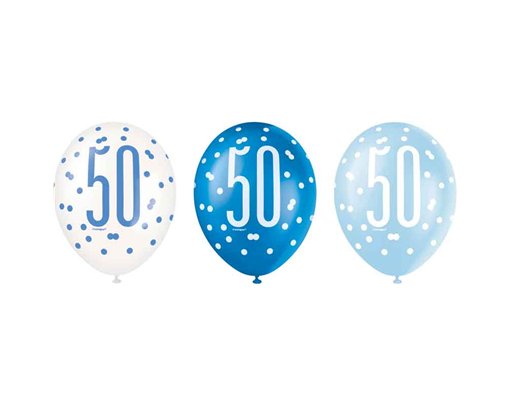 (6) 12in GLITZ BLUE 50 BALLOONS
