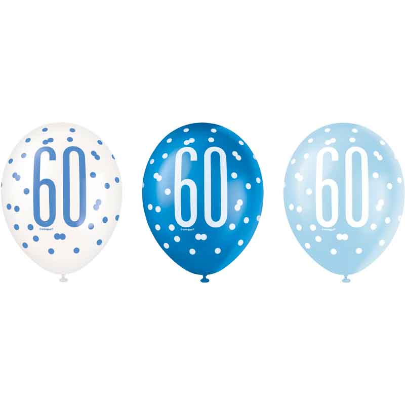 (6) 12in GLITZ BLUE 60 BALLOONS