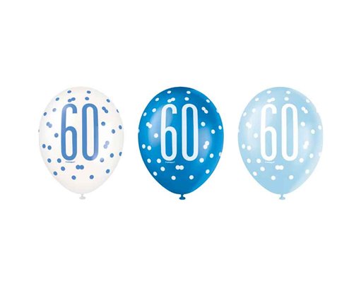 (6) 12in GLITZ BLUE 60 BALLOONS