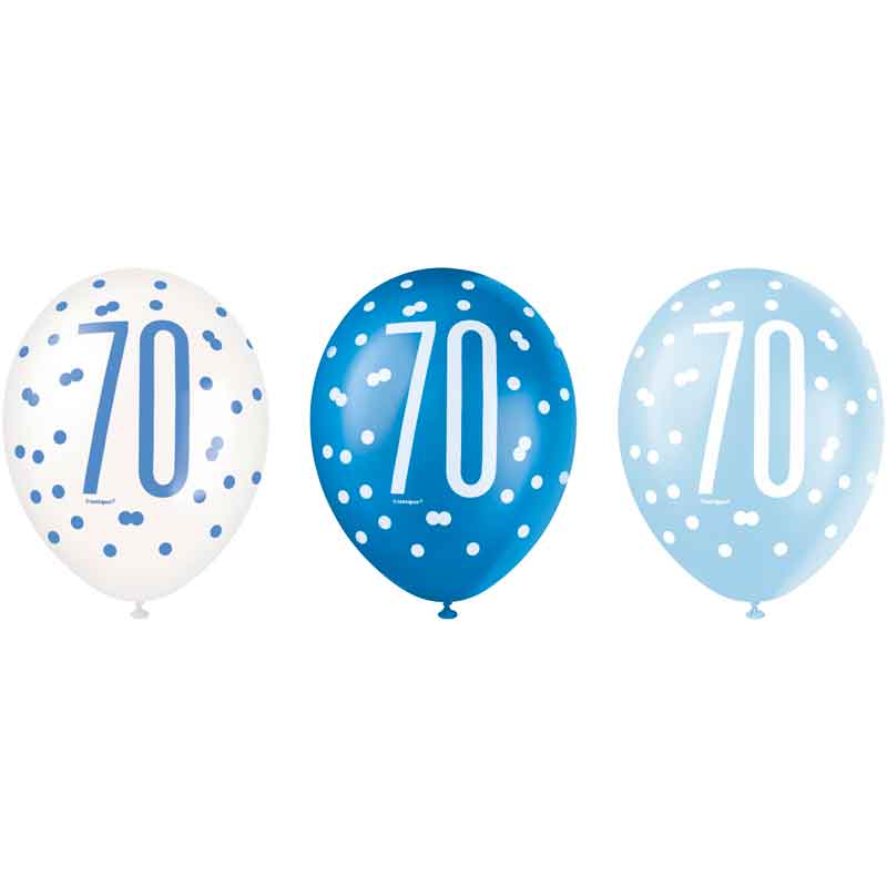 (6) 12in GLITZ BLUE 70 BALLOONS