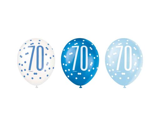 (6) 12in GLITZ BLUE 70 BALLOONS