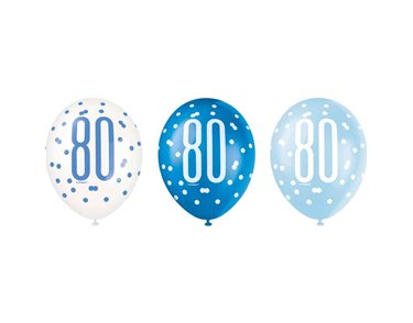 (6) 12in GLITZ BLUE 80 BALLOONS
