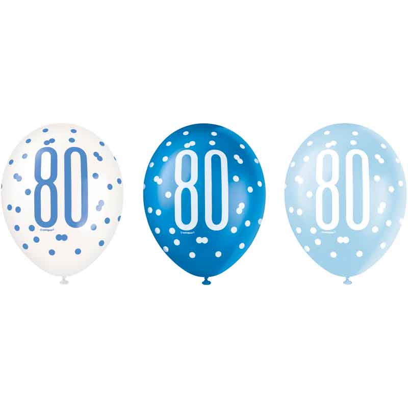(6) 12in GLITZ BLUE 80 BALLOONS