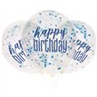(6) 12in GLITZ BLUE CLEAR CONFETTI BALLOONS