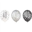 (6) 12in BLACK GLITZ 40 BALLOONS