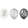 (6) 12in BLACK GLITZ 50 BALLOONS