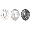 (6) 12in BLACK GLITZ 70 BALLOONS