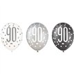 (6) 12in BLACK GLITZ 90 BALLOONS