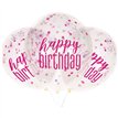 (6) 12in GLITZ PINK CLEAR CONFETTI BALLOONS