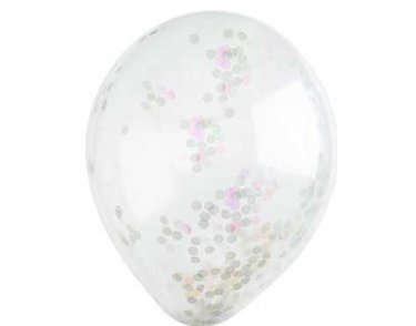 (5) 12in IRIDESCENT CONFETTI BALLOONS