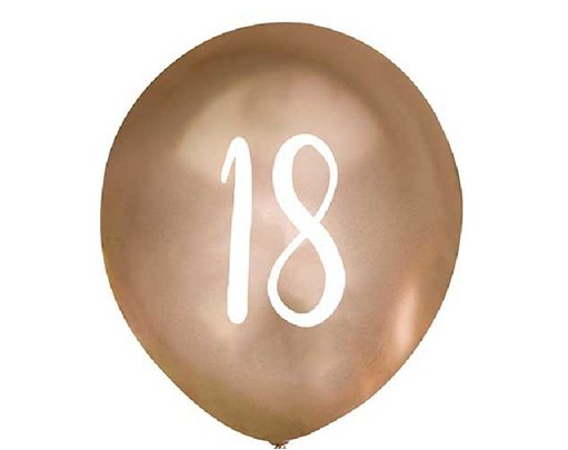 (5) 12in GOLD NO. 18 BALLOONS